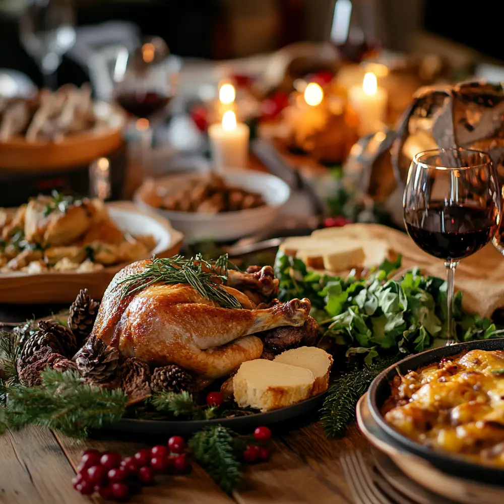 Explore a range and side dishes to compliment your main course this holiday season, and matching wines, with VinoVoss (Photo: Midjourney)