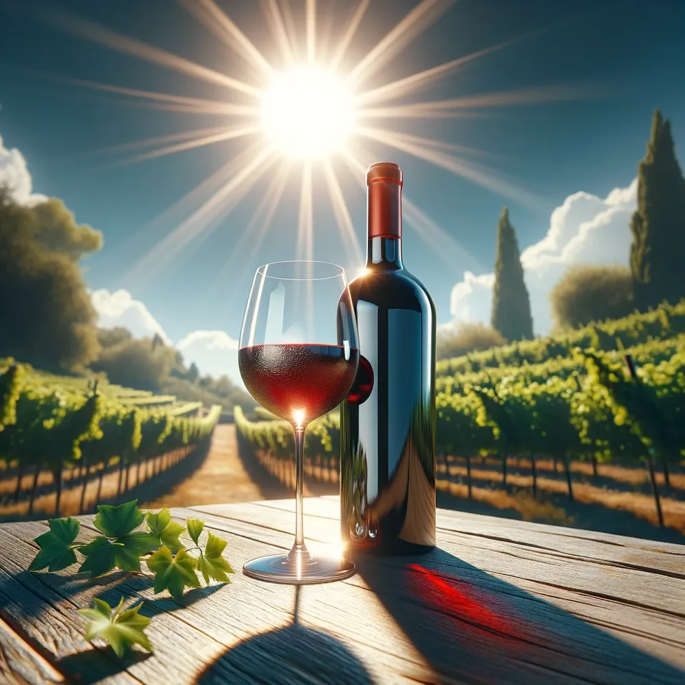 It's best to keep wine out of direct sunlight. (Credit: DallE)