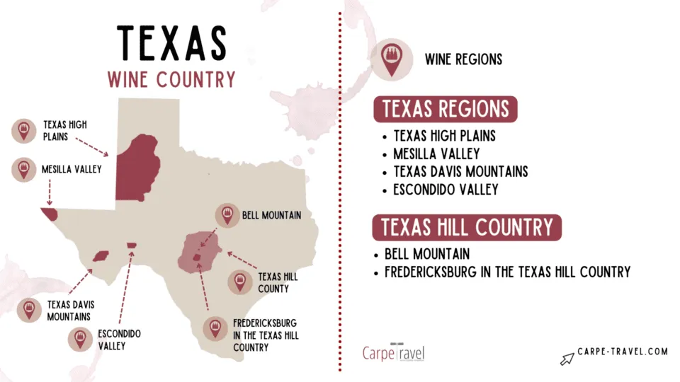 A map of the most important regions inside Texas. (Photo.carpe-travel.com)