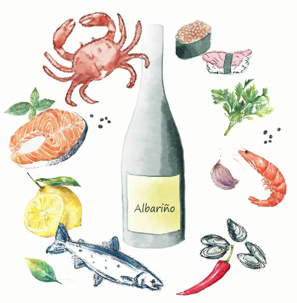 Albariño and common food pairing (Credit: Krystal Wen)