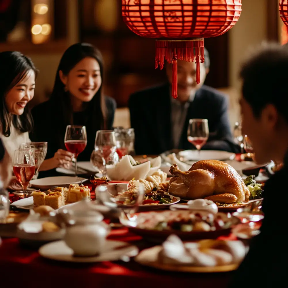 The dinner at New Year’s Eve is the highlight of the Lunar New Year (Image generated using Midjourney)