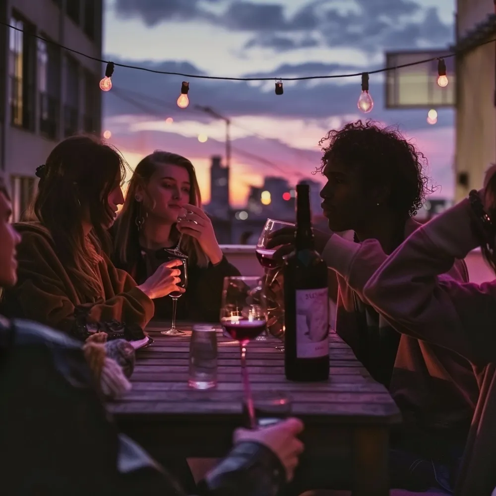 A cool climate Pinot Noir is perfect to share with friend in a chilly spring evening (Photo: Midjourney, prompt by Sylvia Ba)