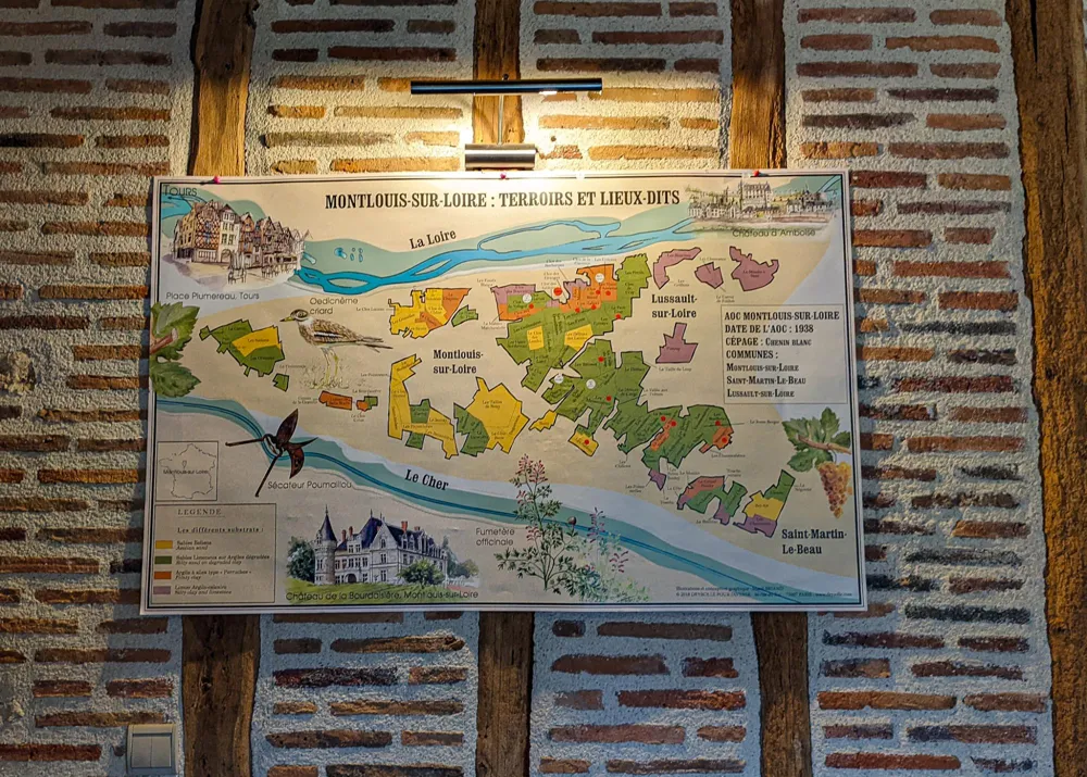A map of Montlouis’ vineyards at Domaine de la Taille aux Loups (Photo: Sylvia Ba)