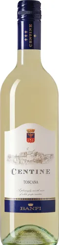 Bottle of Banfi Centine Biancowith label visible