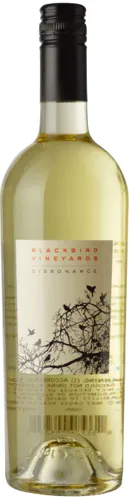 Bottle of Blackbird Vineyards Dissonancewith label visible