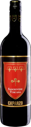 Bottle of Caparzo Sangiovese Toscanawith label visible