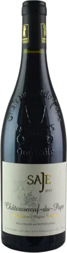 Bottle of Domaine de Saje Châteauneuf-du-Pape Rougewith label visible