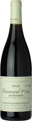 Bottle of Domaine Joseph Voillot Pommard 1er Cru 'Les Rugiens'with label visible