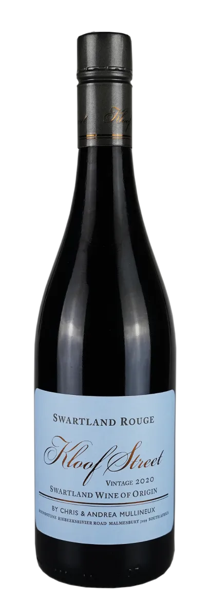 Bottle of Mullineux Kloof Street Swartland Rougewith label visible