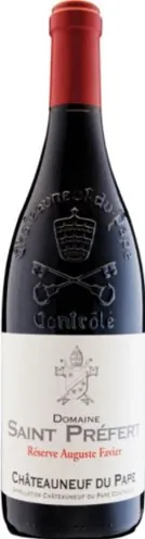 Bottle of Domaine Saint Préfert Réserve Auguste Favier Châteauneuf-du-Papewith label visible