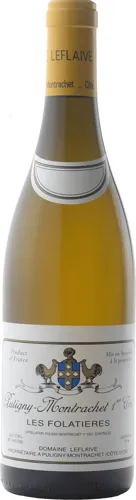Bottle of Domaine Leflaive Puligny-Montrachet 1er Cru Les Folatièreswith label visible