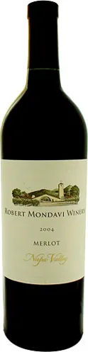 Bottle of Robert Mondavi Napa Valley Merlotwith label visible