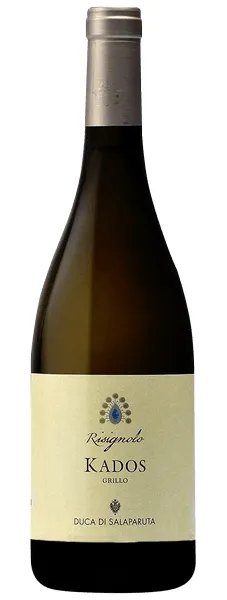 Bottle of Duca di Salaparuta Grillo Kados Risignolowith label visible