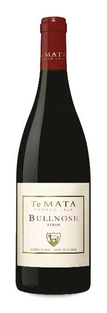 Bottle of Te Mata Bullnose Syrahwith label visible