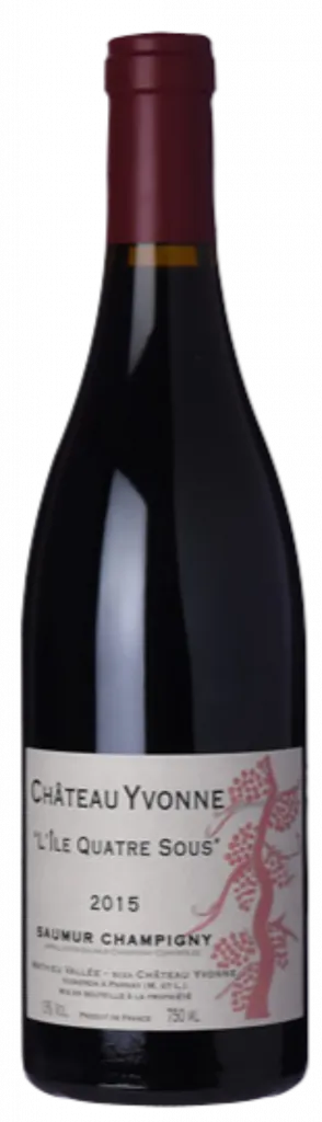 Bottle of Château Yvonne Saumur-Champigny L’Ile Quatre Souswith label visible