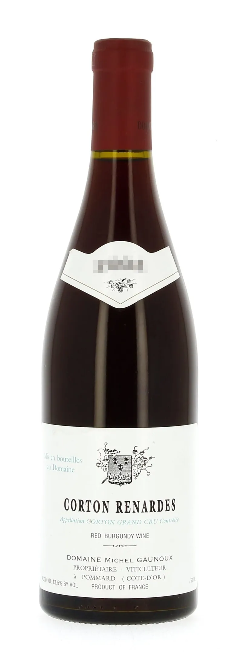 Bottle of Domaine Michel Gaunoux Corton Renardeswith label visible