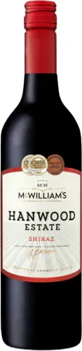 Bottle of McWilliam's Shiraz Hanwood Estatewith label visible