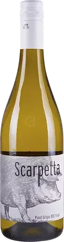 Bottle of Scarpetta Pinot Grigiowith label visible