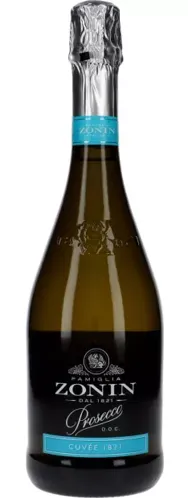Bottle of Zonin Prosecco Cuvée 1821with label visible