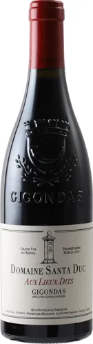 Bottle of Domaine Santa Duc Gigondas Aux Lieux-Ditswith label visible