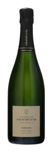 Bottle of Agrapart & Fils Terroirs Blanc de Blancs Extra Brut Champagne Grand Cru 'Avize'with label visible