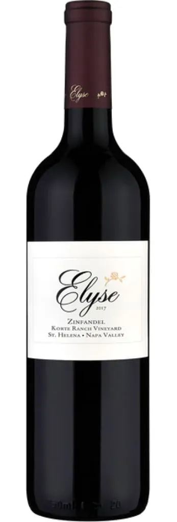 Bottle of Elyse Korte Ranch Vineyard Zinfandelwith label visible