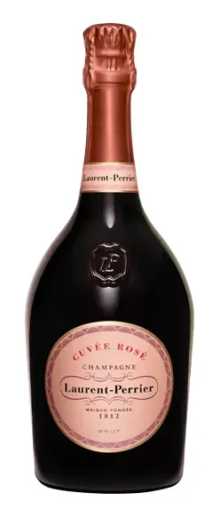 Bottle of Laurent-Perrier Cuvée Rosé Brut Champagnewith label visible