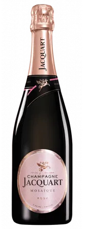 Bottle of Jacquart Brut Mosaïque Rosé Champagnewith label visible