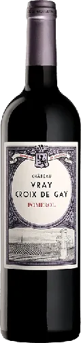 Bottle of Château Vray Croix de Gay Pomerolwith label visible