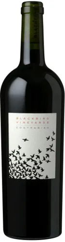 Bottle of Blackbird Vineyards Contrarianwith label visible