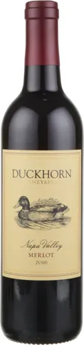 Bottle of Duckhorn Napa Valley Merlotwith label visible