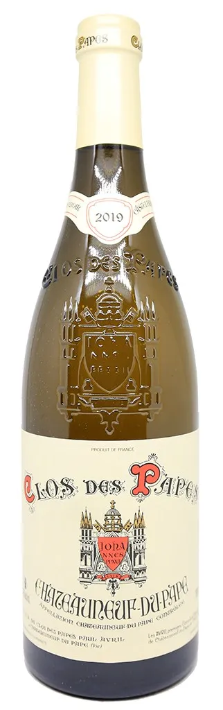 Bottle of Paul Avril Clos des Papes Chateauneuf-du-Pape Blancwith label visible