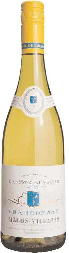 Bottle of Cave de Lugny Chardonnay Mâcon-Villages La Côte Blanchewith label visible