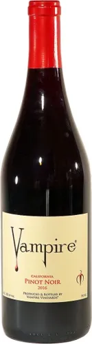 Bottle of Vampire Pinot Noirwith label visible