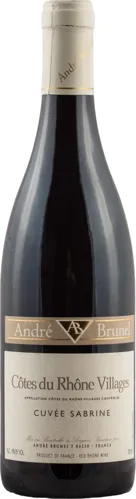 Bottle of André Brunel Cuvée Sabrine Côtes du Rhône Villageswith label visible