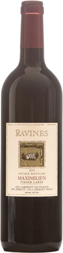 Bottle of Ravines Maximilien Red Blendwith label visible