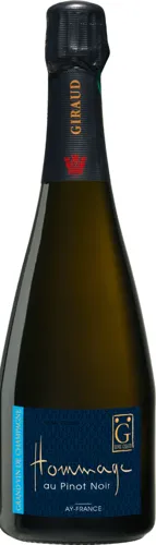 Bottle of Henri Giraud Hommage Au Pinot Noir Aÿ Champagnewith label visible