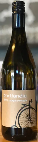 Bottle of Portlandia Pinot Griswith label visible