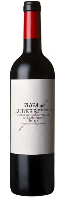 Bottle of Luberri Biga de Luberri Crianzawith label visible