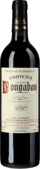 Bottle of Château Fongaban Castillon - Côtes de Bordeauxwith label visible