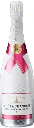 Bottle of Moët & Chandon Ice Impérial (Demi-Sec) Rosé Champagnewith label visible