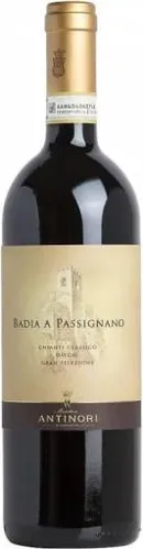 Bottle of Antinori Badia a Passignano Gran Selezione Chianti Classicowith label visible