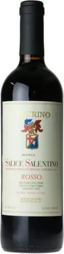 Bottle of Taurino Salice Salentino Riservawith label visible