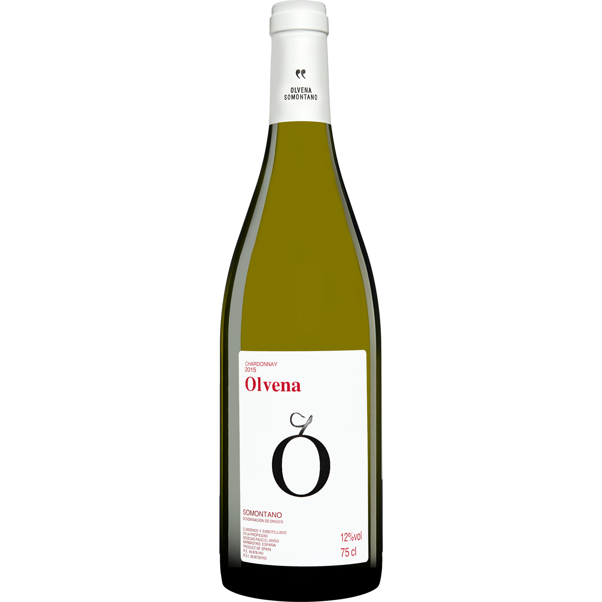 Bottle of Olvena Chardonnaywith label visible