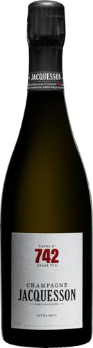 Bottle of Jacquesson Cuvée No 742 Extra Brut Champagnewith label visible
