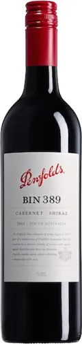 Bottle of Penfolds Bin 389 Cabernet - Shirazwith label visible