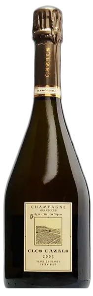 Bottle of Cazals Vieilles Vignes Blanc de Blancs Extra-Brut Champagne Grand Cru 'Oger'with label visible