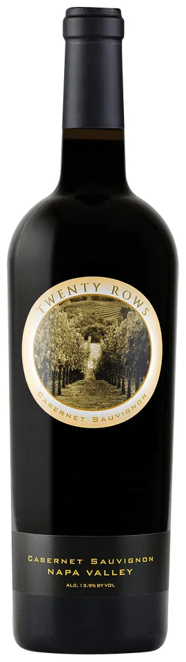 Bottle of Twenty Rows Cabernet Sauvignonwith label visible