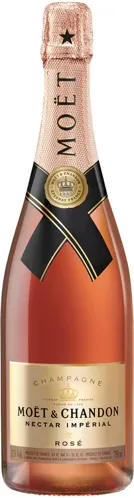 Bottle of Moët & Chandon Nectar Impérial (Demi-Sec) Rosé Champagnewith label visible