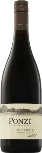 Bottle of Ponzi Pinot Noirwith label visible